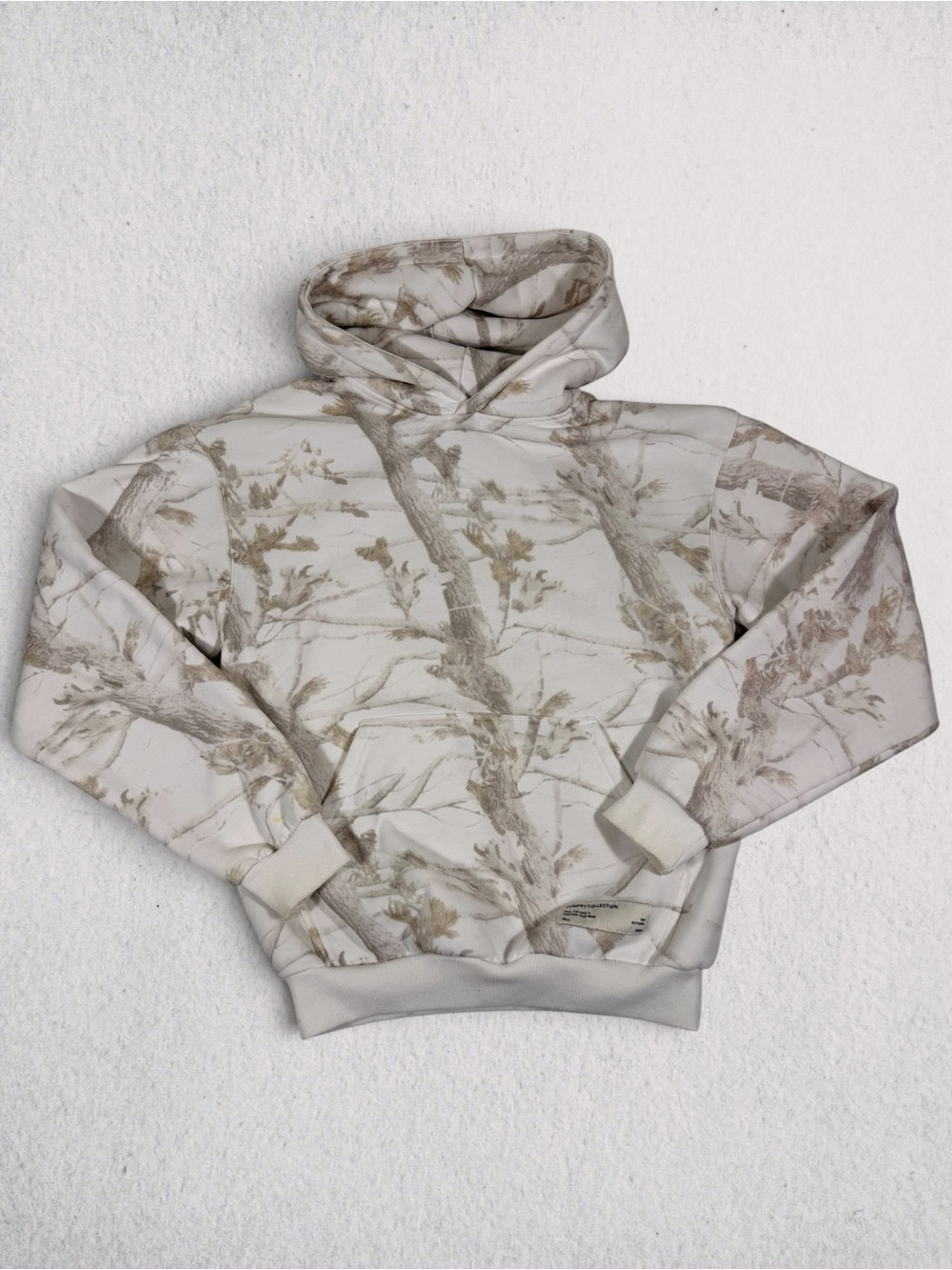Comfrt Men's Cream Camo Hoodie with Subtle Tree Print